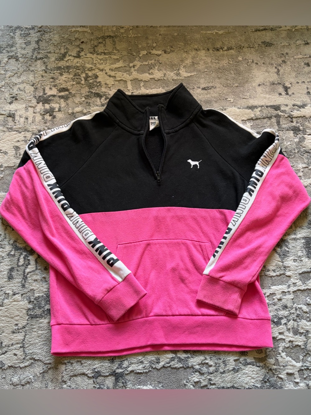 Victoria's Secret PINK Perfect Quarter Zip Sweater Jacket with brand timing.